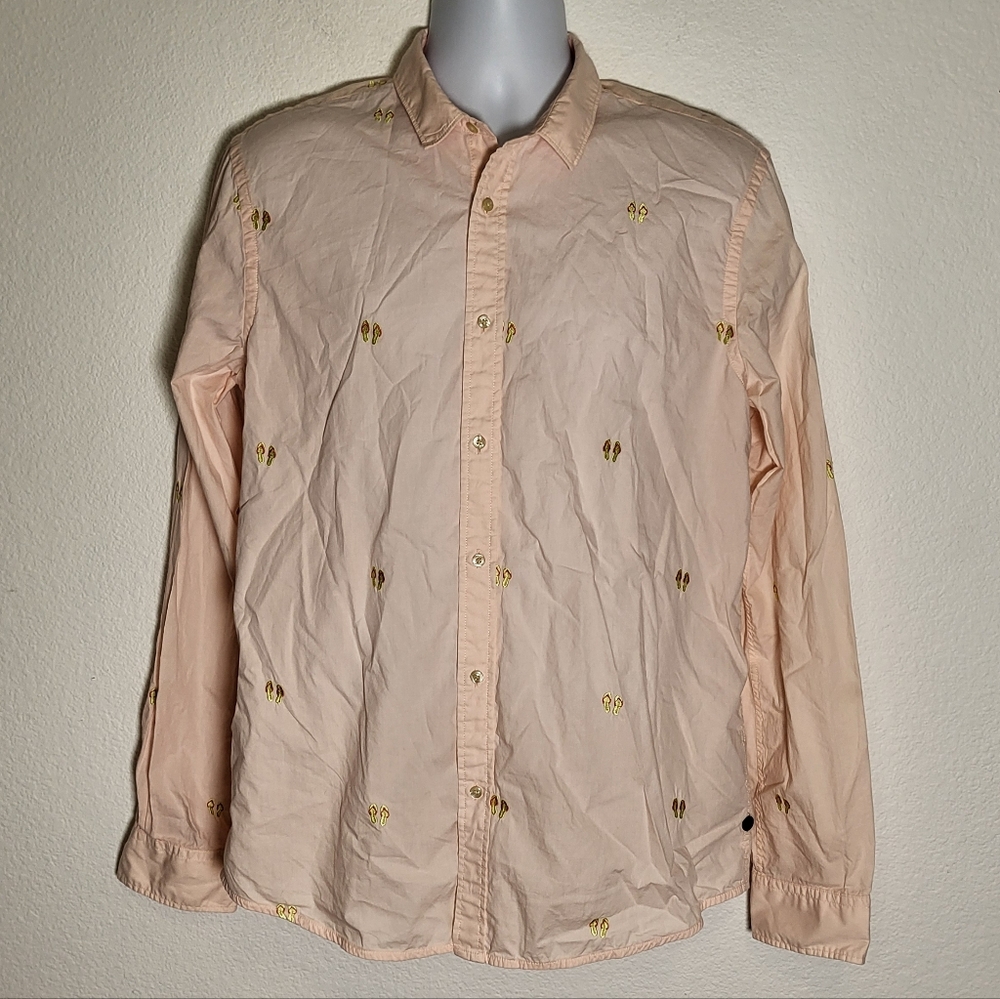 Scotch & Soda Long Sleeve Shirt with Embroidered Sandals size Large - Picture 1 of 9
